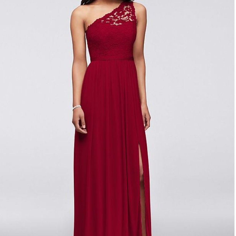 Long One Shoulder Lace Bridesmaid Dress